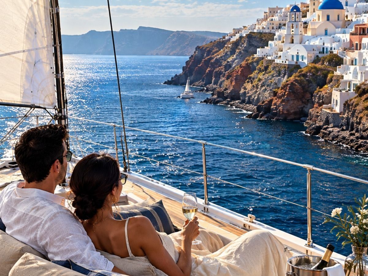 Sunset Sailing in Santorini